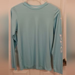 Light Blue Columbia PFG Long Sleeve Fishing Shirt, Youth L, Used, Good Condition
